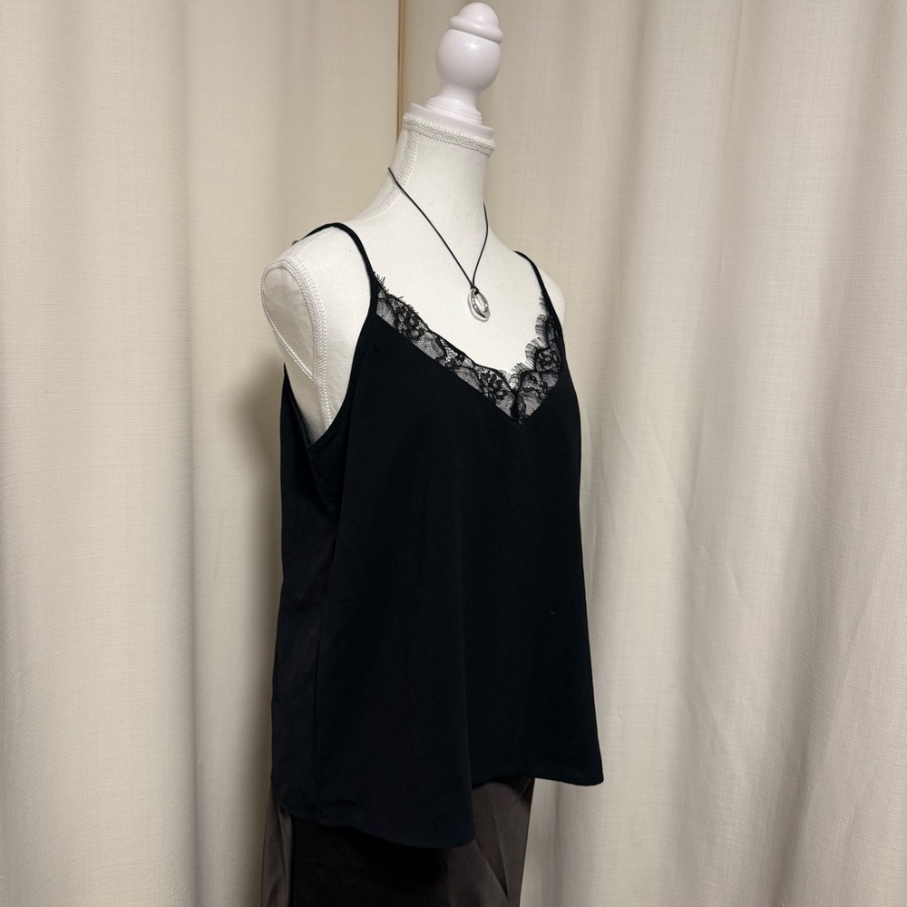 ZARA Black Lace Trim Cami Top - Picture 2 of 3
